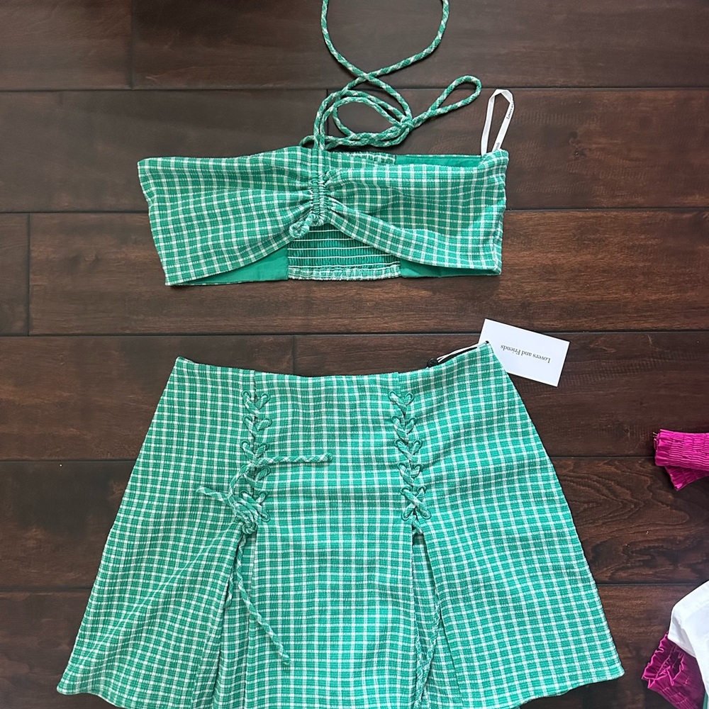 Lovers & Friend Plaid Crop Top and Skirt Set